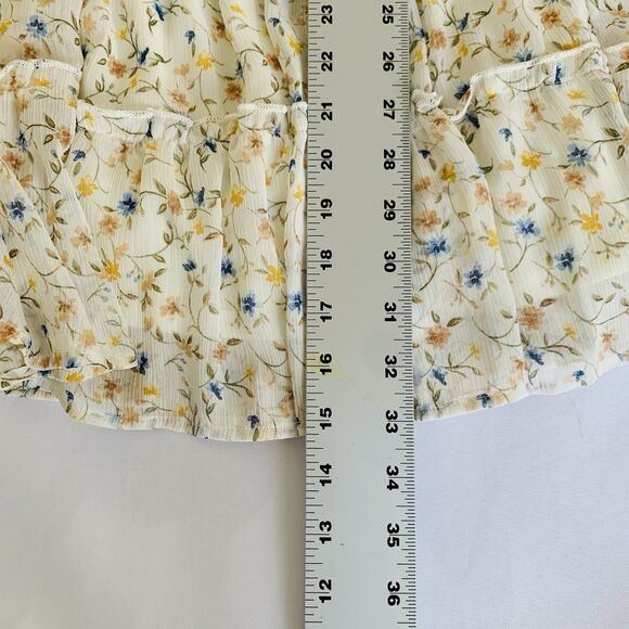 Blue Rain Dress Women S Beige Ditsy Floral Mini Puff Cottagecore Peasant Boho - Picture 8 of 12
